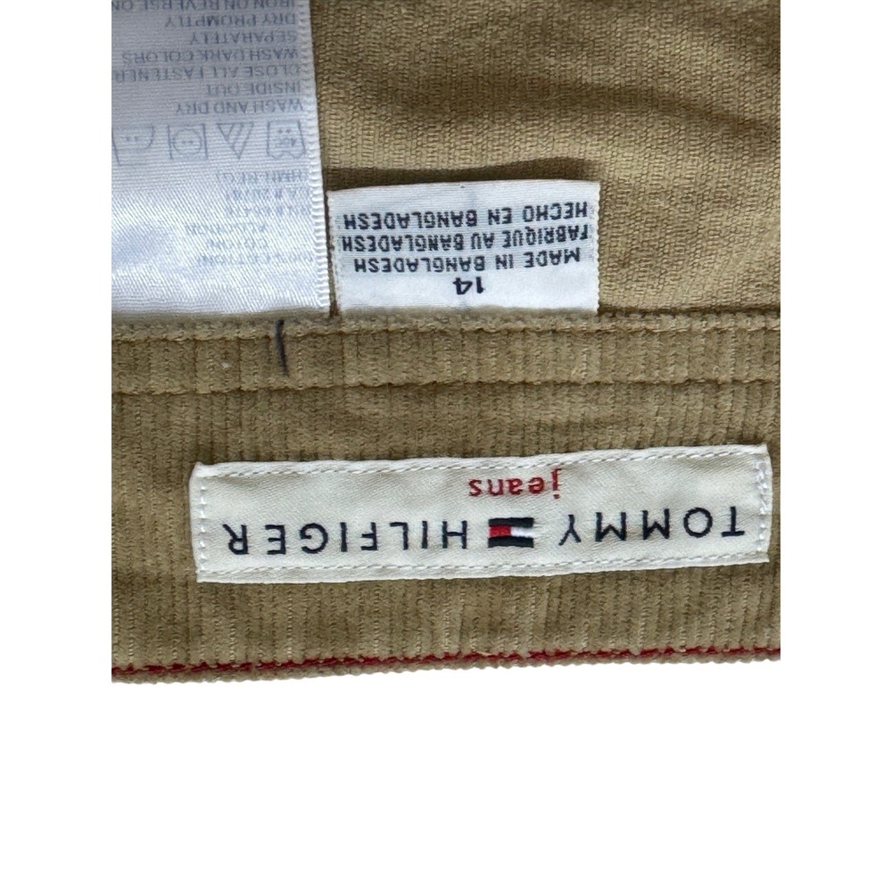 Tommy Hilfiger Jeans Corduroy Snap Front Mini Skirt Sz 14 Beige Utility Skirt - Picture 4 of 8